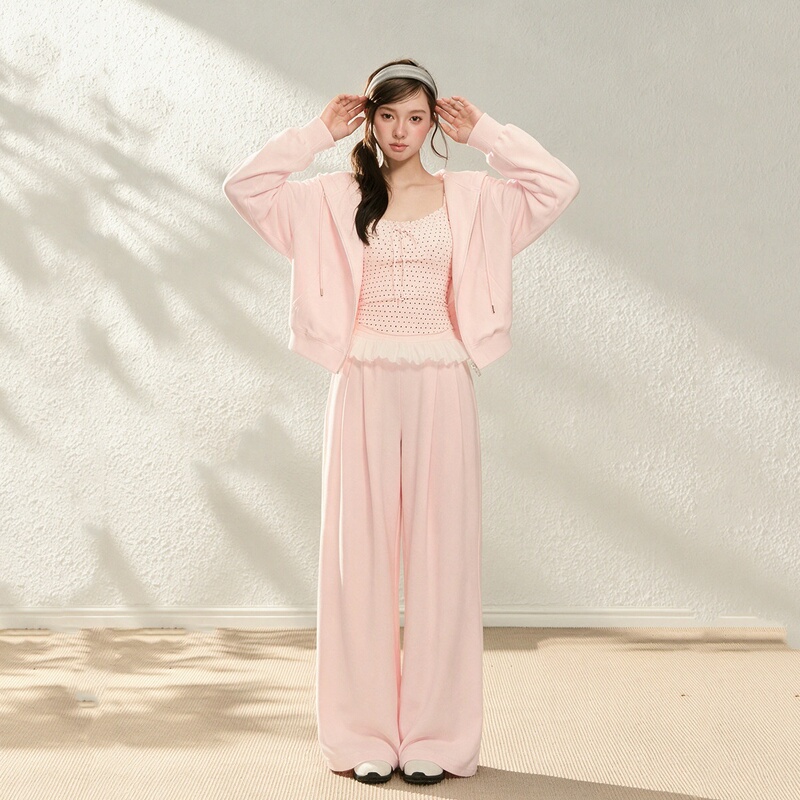 Autumn Sweet Pink Sweatshirt Autumn Outfit for Women 2026 New Wide-Leg Pants Petite Sweet Girl Outfit Complete Set Autumn Sweet Pink Sweatshirt Autumn Outfit for Women 2026 New Wide-Leg Pants Petite Sweet Girl Outfit Complete Set