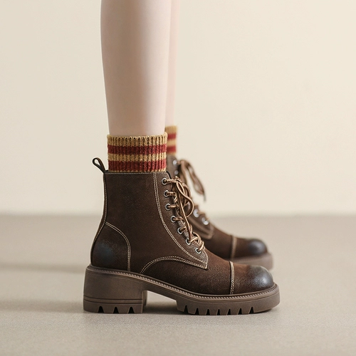 Martens, зимние флисовые короткие сапоги в английском стиле, в британском стиле