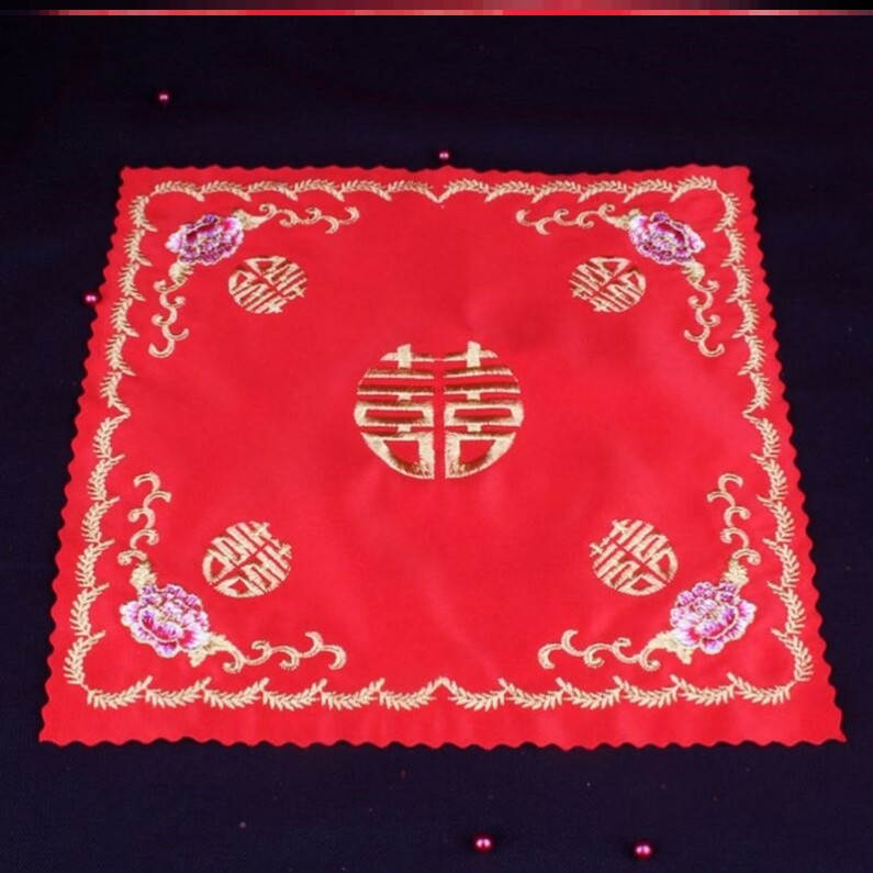 Embroidered embroideries Festive Square Blessed with Wedding Bag Sugar Banquet Gift Red Handkerchief Paecypa Nape Nape Nape
