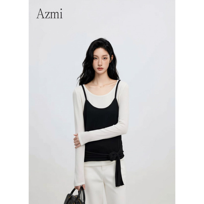 Azmi Niche Design Genuine Two-Piece Knit Top for Women, New Spring and Autumn Style, Loose Fit, Slimming, Casual Versatile Top Azmi Niche Design Genuine Two-Piece Knit Top for Women, New Spring and Autumn Style, Loose Fit, Slimming, Casual Versatile Top
