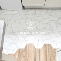 Alens Nordic all-ceramic jazz white hexagonal brick Marble grain balcony floor tile tile bathroom kitchen wall tile