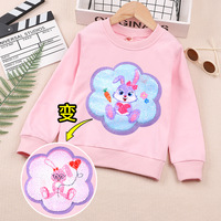 2023 New Autumn Clothing Girls' Sequined Color-Changing Sweaters Star Dew Children's Tops Korean Style Commuting Style for Small and Medium-sized Children
