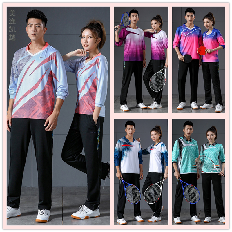 2020 new quick-drying long-sleeved trousers volleyball suit suit men's and women's table tennis clothes custom printed badminton suit