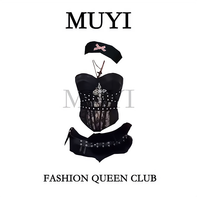 Muyi Original Sexy Mature Style Black Lace Tube Top Figure-Flattering Outfit Bar Girl Group Gogo Performance Costume