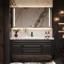 Retro American bathroom cabinet combination slate seamless ceramic basin hand washbasin French light luxury washbasin customization