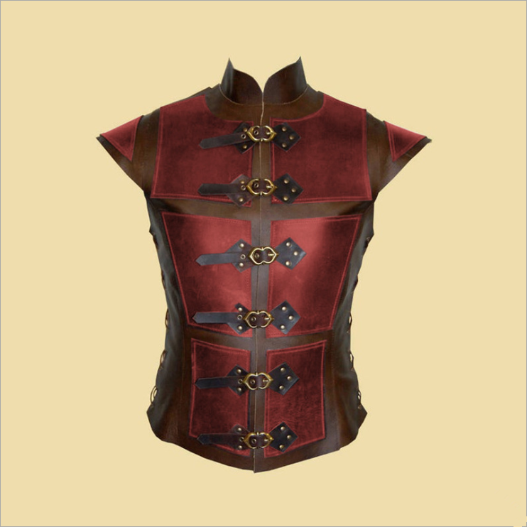 Medieval Renaissance Samurai PU Leather Polying Vest Drama Interpretation COS Photography Photo Costume