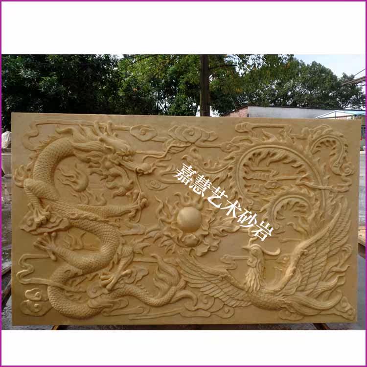 Jiahui Sandstone Fiberglass European style Resin hollow relief murals background wall decoration of the outer wall of the Dragon Fengxiang