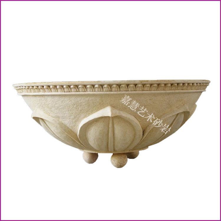 Jiahui sandstone glass fiber sculpture Large Garden Villa Leisure Club decoration home decoration leaf flower pot Flower Bowl