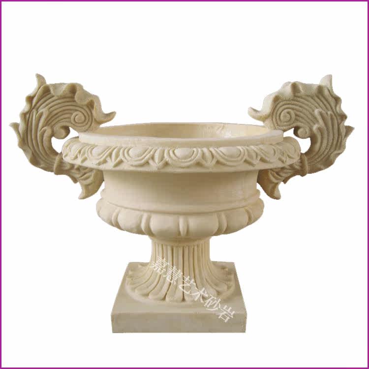 Jiahui sandstone fiberglass relief background wall garden sculpture hotel villa community home decoration roll leaf flower pot flower bowl