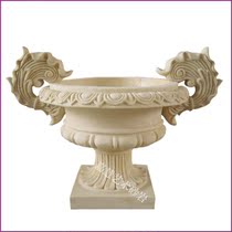 Jiahui sandstone glass fiber reinforced plastic relief background wall garden sculpture hotel villa community home decoration rolling leaf flowerpot flower bowl