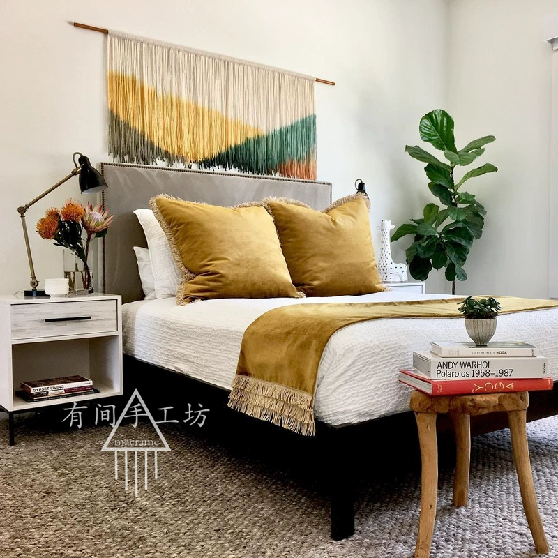 ins Bắc Âu Bohemian tay dệt thảm, giường màu và sáng trang trí phòng mô hình vải nền giường phòng khách - Tapestry 	thảm treo tường dạ quang