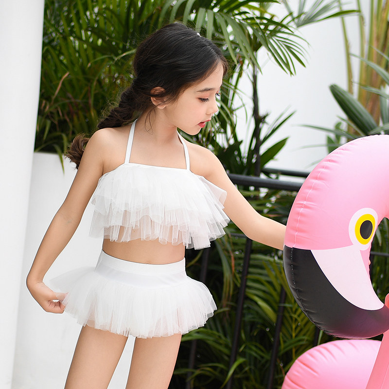 ins Children's swimsuit Baby white bikini Girls princess Cute baby bikini skirt style Children's swimsuit
