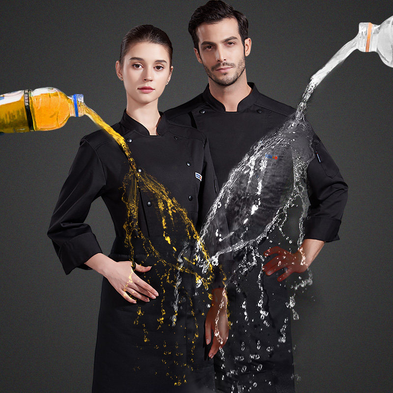 Waterproof and greaseproof chef Long working clothes Long sleeves Autumn Winter Men's upscale Hotel West Restaurant Dining Rear Kitchen Tailors