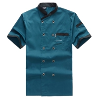 Маленький косой воротник синие короткие рукава