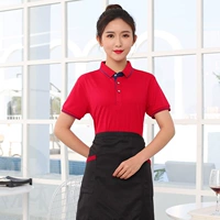 Красный черный цветной фартук, короткий рукав