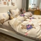 trong phim hoạt hình gấu bông bốn mảnh bông tinh khiết cô gái dễ thương 1,5m1,8 chăn trải giường ba mảnh - Bộ đồ giường bốn mảnh