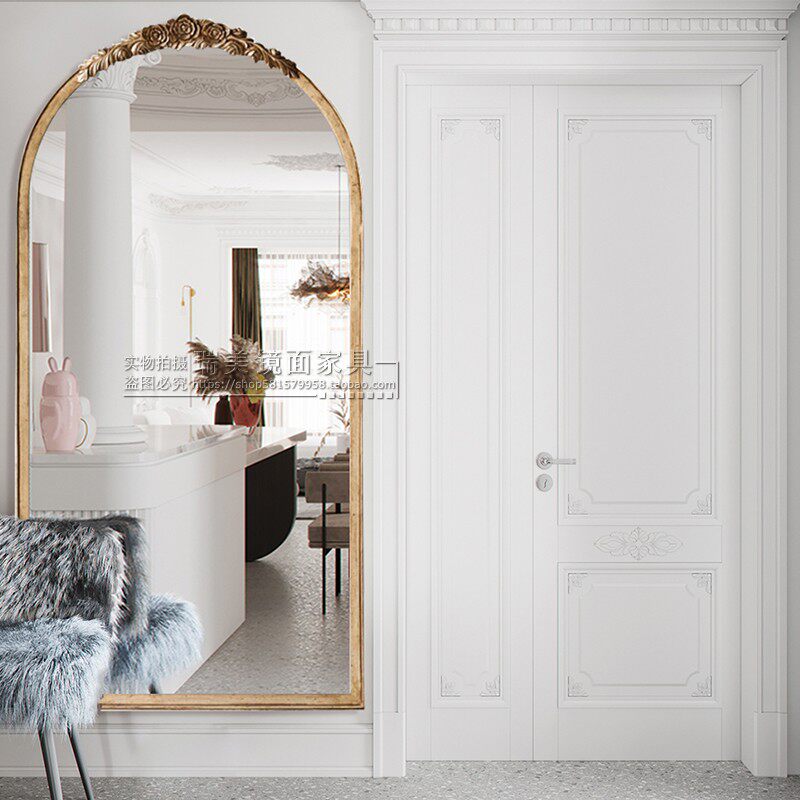 European-style cloakroom full-body mirror hall Xuanguan big mirror full-body mirror ancient light luxury clothing store audition hanging mirror custom
