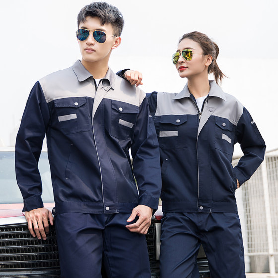 Long-sleeved overalls suit men's spring and autumn factory workshop auto repair decoration wear-resistant labor protection clothing construction site engineering clothing jacket