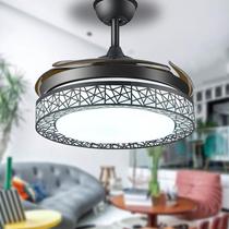 Invisible dining room ceiling fan light bedroom chandelier Birds Nest living room fan light with LED simple Nordic fan light