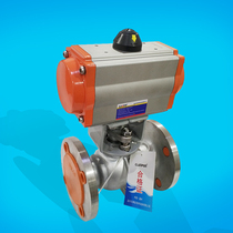 Q641F ball valve pneumatic stainless steel flange connection 304 material heavy three-piece ball valve factory direct sales