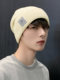 Men's Autumn and Winter Warm Knitted Hat, Large Head Circumference, Trendy Brand Cotton Hat, Fleece-Lined Men's Winter Hat