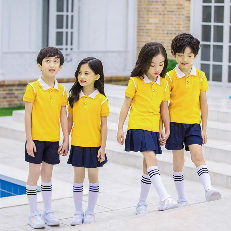 товар из китая 新款幼儿园园服夏装橙色短袖老师英伦夏天儿童班服夏季小学生校服 OTHER