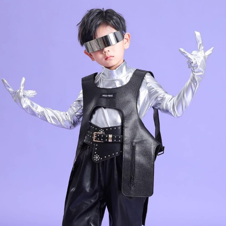 Children's Exaggerated Punk Future All-In-One Sunglasses, Fashionable Kidsren's Long Sunglasses, Personalized Catwalk Photography Accessories