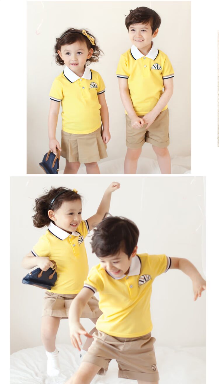 Quần áo mùa hè mẫu giáo cho trẻ em đồng phục cotton ngắn tay đồng phục lớp học quần áo trẻ em sáu mươi mốt - Đồng phục trường học / tùy chỉnh thực hiện quần thể thao mùa hè siêu mỏng cho bé