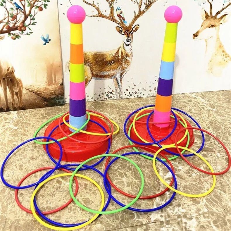 Mother-child interactive toy throwing sleeves puzzle tower indoor and outdoor recreational match kindergarten game children's toys