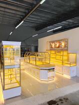 Bread cabinet Bread display cabinet Nakajima titanium plated curved white cake model cabinet Pastry peach crisp glass baking tray cabinet
