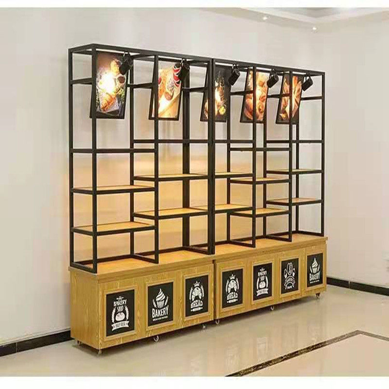 Titanium-plated bread display cabinet side island cabinet special-shaped white side cabinet baking cake shelf island cabinet