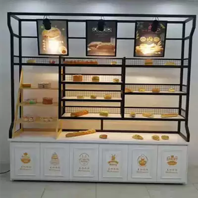 Bread display cabinet titanium-plated display cabinet solid wood side cabinet against the wall side Island cabinet medium Island iron paint marble