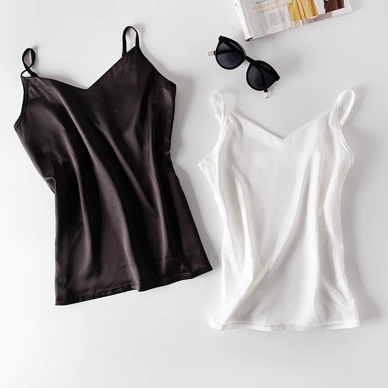 White Camisole Women's Inner Suit Summer Outer Bottoming Shirt Spring and Summer Loose Black Chiffon Sleeveless Top White Camisole Women's Inner Suit Summer Outer Bottoming Shirt Spring and Summer Loose Black Chiffon Sleeveless Top