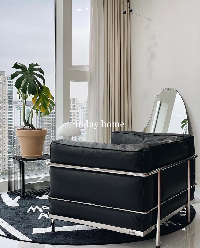 today home medieval bauhaus ins korean blogger leather sofa stainless steel designer sofa black