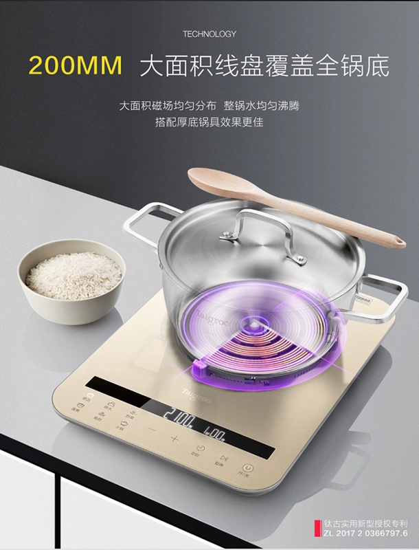 Bộ nồi vàng cảm ứng Taigroo / Titanium cổ TG-S2101 nhà bếp thông minh tiết kiệm năng lượng - Bếp cảm ứng bếp hồng ngoại đơn