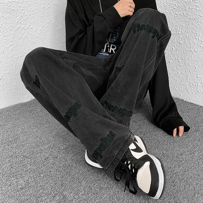 European American High Street Vibe Pants Ins Tide Oversize Jeans Man American Straight Drum Loose Broadlegged Pants