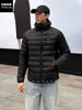 American High Street Style Horse Embroidery Ribbed down Jacket for Men, Lightweight Winter Three-Proof Hooded Cold-Proof Cotton Coat