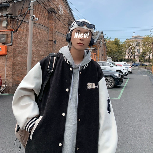 Бордовая бейсбольная демисезонная форма, парная одежда для влюбленных, куртка, в американском стиле