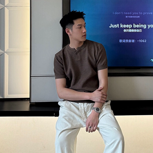 Трикотажная футболка polo, рубашка, короткий рукав, в американском стиле, изысканный стиль