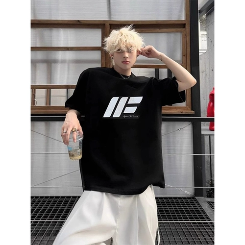 Летняя хлопковая футболка, в американском стиле, короткий рукав, европейский стиль