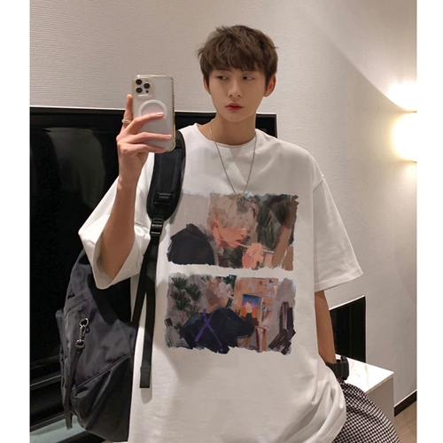 Летняя ретро футболка для влюбленных, в американском стиле, короткий рукав, оверсайз