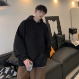 Бордовая толстовка с капюшоном, куртка для влюбленных, оверсайз, в американском стиле