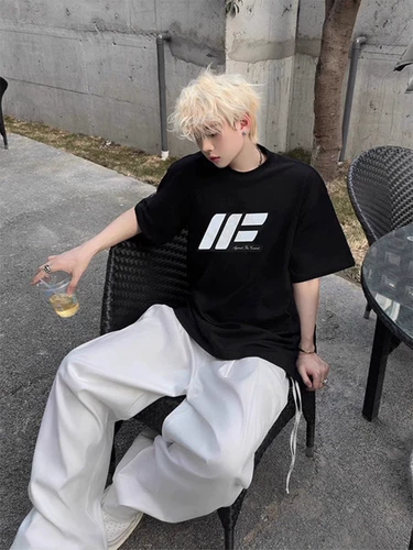 Летняя хлопковая футболка, в американском стиле, короткий рукав, европейский стиль