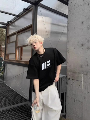 Летняя хлопковая футболка, в американском стиле, короткий рукав, европейский стиль