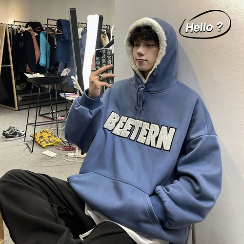 Бархатная толстовка с капюшоном, утепленная куртка, парная одежда для влюбленных, оверсайз, европейский стиль