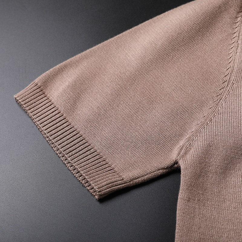 Dệt kim ngắn tay áo len nam mùa xuân mùa thu áo len nửa tay áo ấm đáy thường dòng-up t-shirt T.