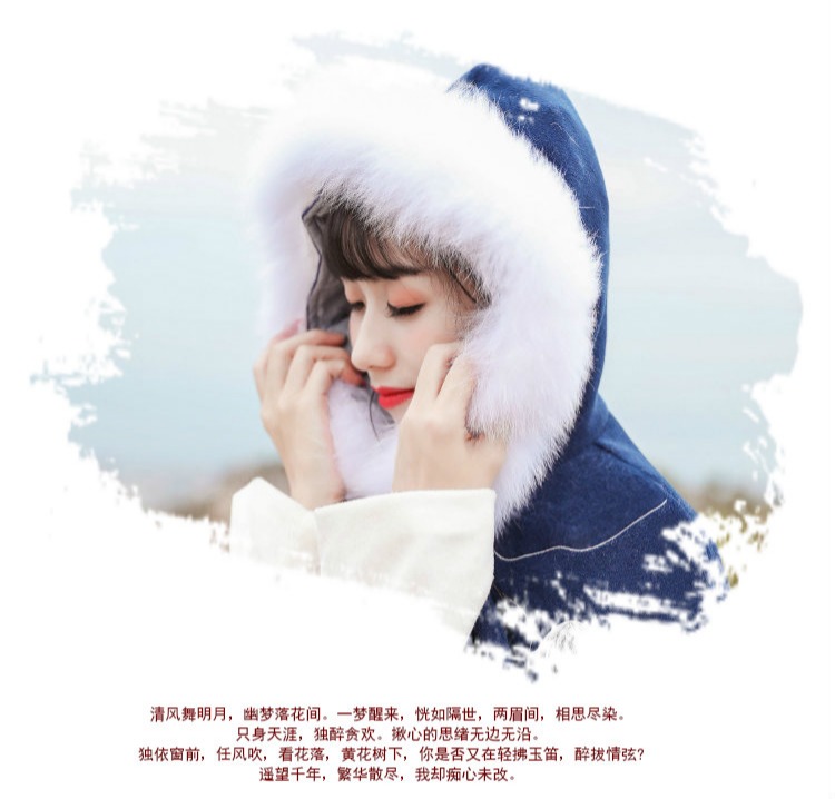 Bước chân mây hươu - áo choàng dài nguyên bản của Hanfu dày ấm áp của phụ nữ hàng ngày thêu áo choàng len len mùa thu đông - Accentuated eo áo áo dạ dáng ngắn trẻ trung