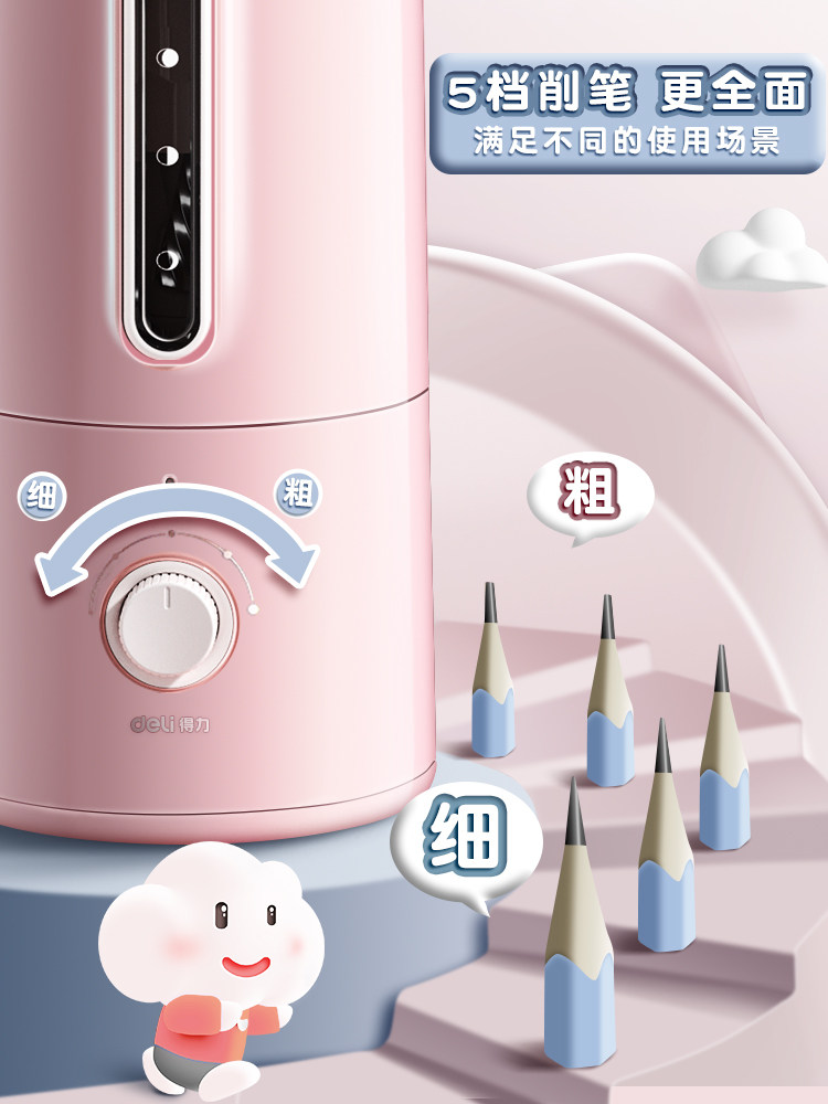 Deli Fully Automatic Electric Pencil Sharpener for Elementary School Students, Pencil Sharpener, Pencil Cutter, Kindergarten Pencil Sharpener, Children's Stationery Gift Box, Automatic Pencil Sharpener, Pencil Cutter