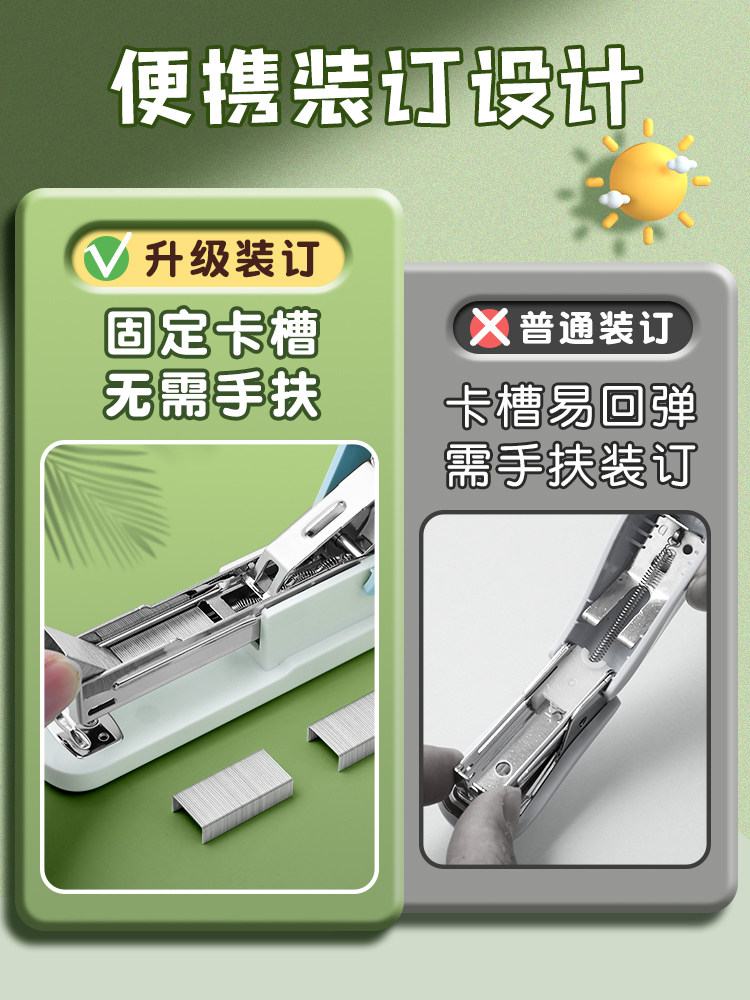 Deli Stapler for Students, Office, and Home Use, Macaron Color, Multifunctional Large Stationery Stapler, Binding Machine, Home Stapler, Stapler with Staples, Labor-Saving 12-Size Stapler, Office Supplies