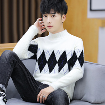 Guys half-high collar sweater mens thick models of imitation ferret-knit-jersey teenagers in the middle of the winter warm clothes